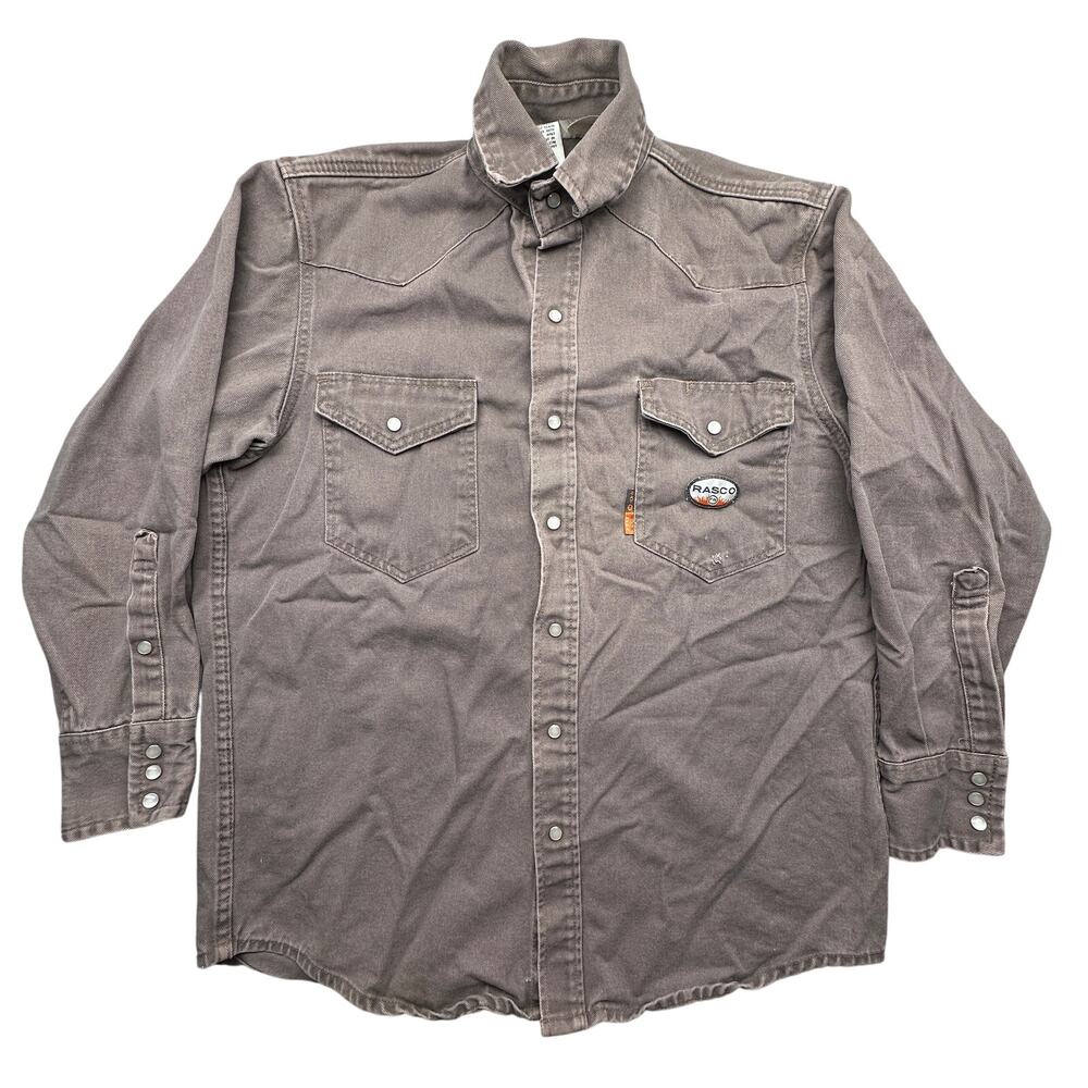 Rasco FR Flame Resistant Heavy Weight Work Shirt Mens Medium GFR1014 Pearl Snap
